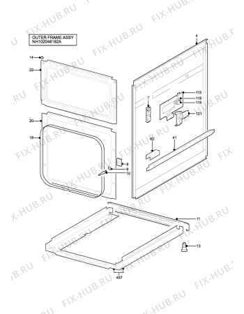 Взрыв-схема плиты (духовки) Electrolux EK5361X - Схема узла H10 Outer Frame